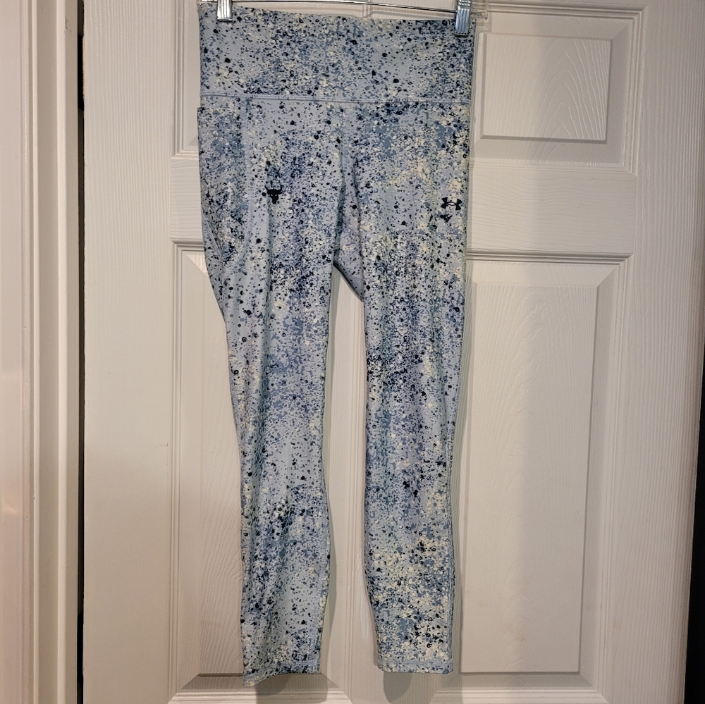Under Armour Leggings Light Blue&White Patterned Sz Med,Read Post.